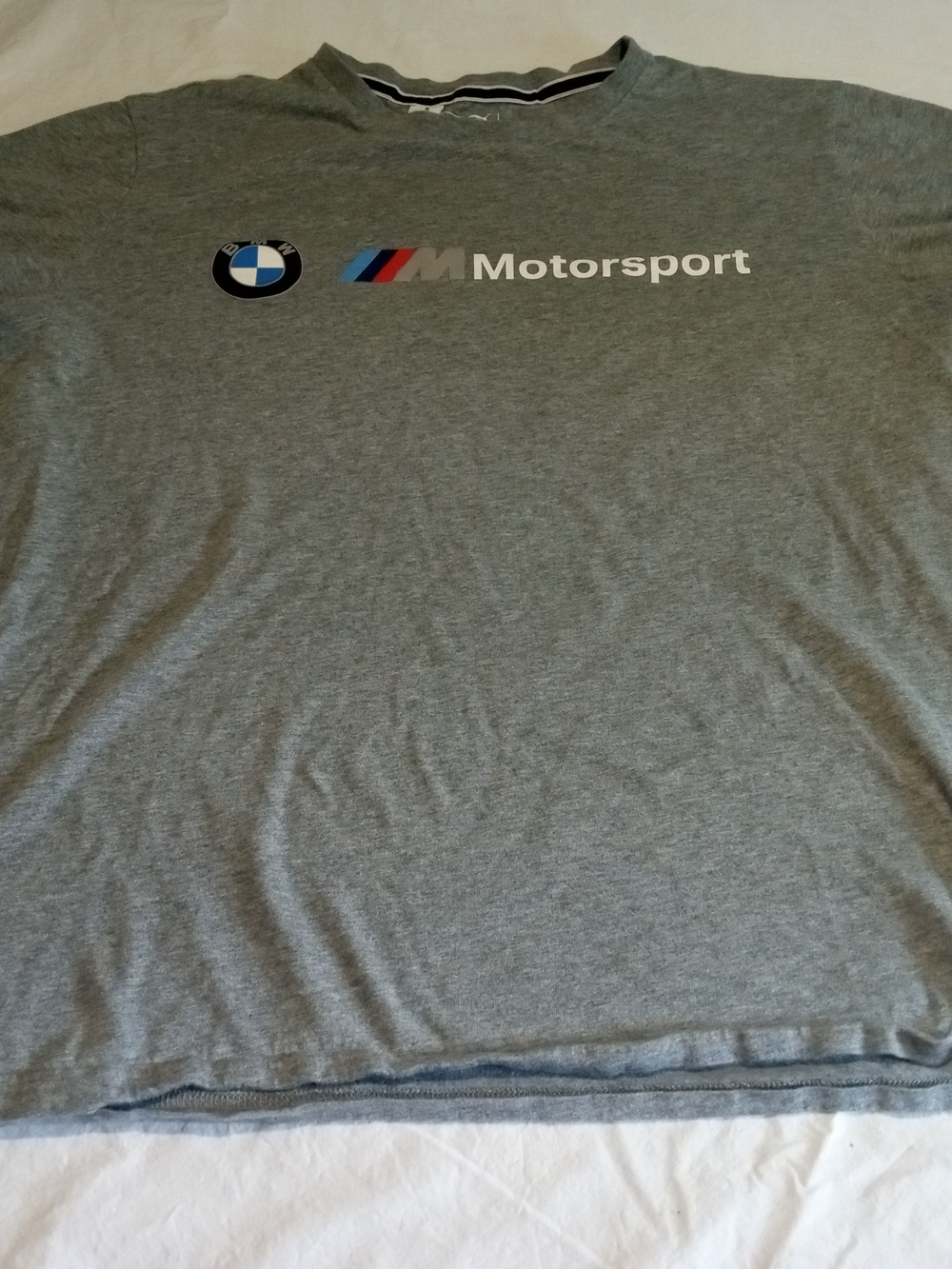 Puma BMW Motorsports Grey Short Sleeve Tee with Blue Red Accent